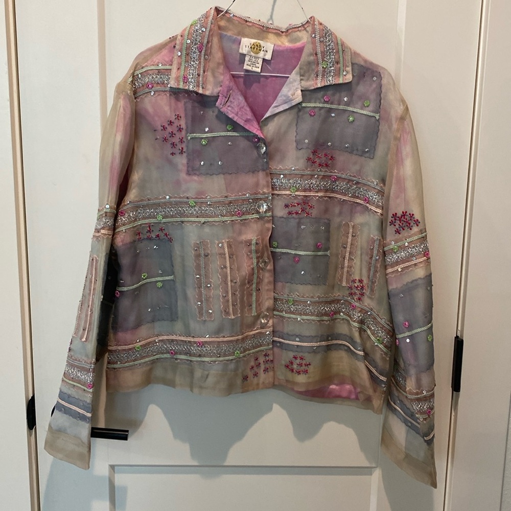 Sandy Starkman Ladies Dressy Jacket.  100% Silk. ‎ Buttons Down Front.